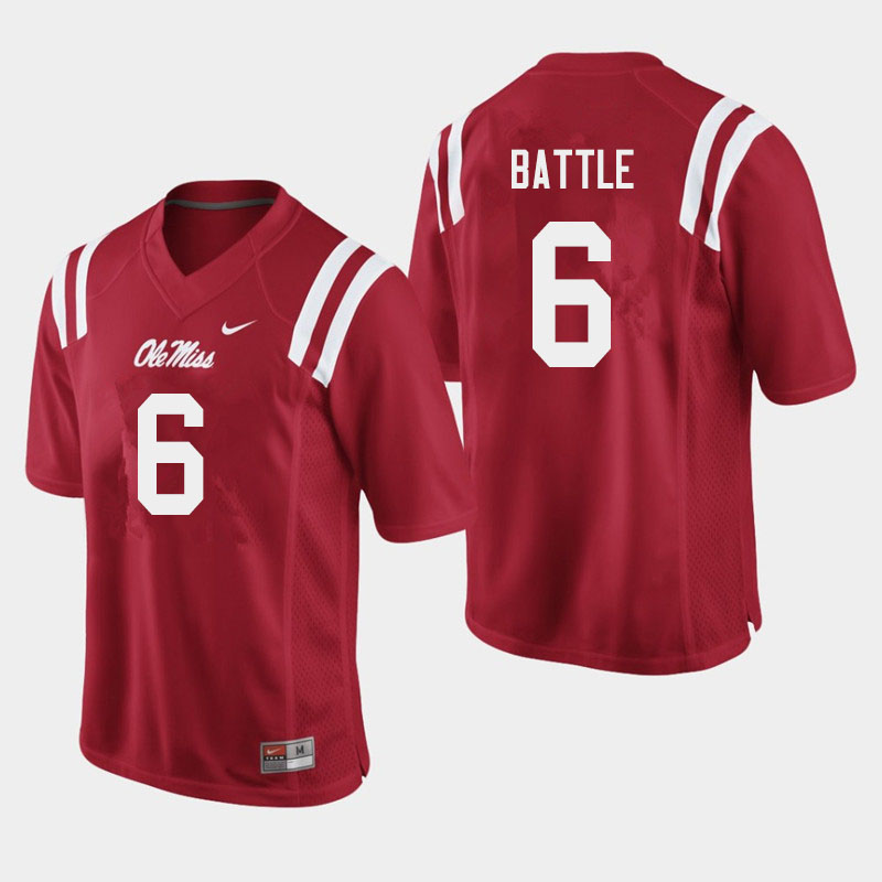 Men #6 Miles Battle Ole Miss Rebels College Football Jerseys Sale-Red